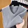 Chaleco de punto para hombre, camiseta básica para hombre, tejido sin mangas de cuello en V ajustado para negocios, chaleco para hombre, suministro directo de fábrica