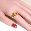 Anillo Abierto Vintage Color Dorado con Piedra Natural Ojo de Tigre, Anillo Cerrado de Acero Inoxidable que No se Desvanece, Joyería de Moda para Mujer