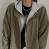 2026 Chaqueta de Trabajo Casual Suelta Desmontable con Capucha y Cuello Falso con Cremallera Dongdaemun Coreana