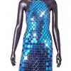 Vestido corto sexy AYJ estilo europeo y americano con lentejuelas, cuello halter, espalda descubierta, ajustado al cuerpo, para fiestas en discotecas