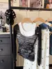 Camiseta Manga Longa Slim Fit Valorizadora Novo Estilo Falso Duas Peças Estampa de Letras Proteção Solar Malha Manga Longa com Bojo