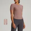 Athena lulu Henry Camisa de Manga Corta para Mujer Lanjing Modal Canalé Botón Transpirable Ropa de Yoga Camiseta