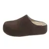 Versión de Cuero Genuino~Suela Gruesa Aumentador de Altura Más Terciopelo Zapatos Birkenstock Mujer 2026 Invierno Nuevos Sin Cordones Antideslizantes Punta Cerrada Pantuflas de Piel