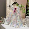 Vestido Casual de Verano con Estampado Floral de Dibujos Animados para Niñas 2026, Estilo Veraniego Agradable a la Piel, Estilo Ligeramente Maduro, Sensación Fresca Algodón y Seda