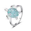 Anillo de Tortuga Pequeña Lindo Estilo Coreano para Mujer, Fresco y Versátil, Anillo de Tortuga Incrustado de Diamantes, Anillo de Moda Simple de Tortuguita Pequeña con Microincrustaciones de Diamante