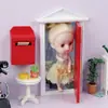 1:12 Casa de Muñecas Casa de Muñecas Muebles Miniatura DIY Micro Escena Modelo Torre de Colores Puerta Buzón Rojo