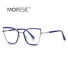 Gafas originales anti-luz azul 3157 doradas TR armazón óptico de alta calidad talento pasarela con espejo liso liso para mujer