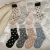 Calcetines de Media Pantorrilla para Mujer para Otoño e Invierno, Calcetines Gruesos Cálidos de Lana, Calcetines Holgados, Calcetines Largos de Cachemir con Puntos para Otoño e Invierno para Mujer