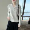 Suéter de Punto Pequeño Cuello 100% Lana Pura Estilo Old Money para Mujer, Suéter Vintage de Punto Trenzado, Top Base Cálido Ajustado
