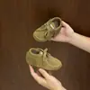 Botas de Invierno de Piel para Niños con Borlas Estilo Birkenstock Botines Individuales Retro para Bebé Botines de Tobillo Color Caqui de Moda Suela Suave