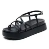 Sandálias de Plataforma Grossa de Tamanho Pequeno para Mulheres, Novo Lançamento Verão 2025 Estilo Fada Plataforma Casual Tendência Aumenta Altura Sapatos Romanos