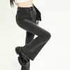 Calça Jeans Skinny Cinza Feminina Primavera e Outono Cintura Alta Slim-fit Calça Ferradura Pequena Slim-fit Elástica Rasgada Calça Flare