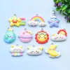 Resina colorida fofa brilhante desenho animado estrelas arco-íris lua sol terra pingente de bolsa acessórios de joias diy