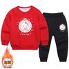 Conjunto de Moletom de Veludo para Meninas da Roupa Infantil Kt Cat 2022 Outono e Inverno Calças de Estilo Western para Crianças Conjunto de Duas Peças