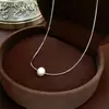 Colar de Prata Quebrada Pérola Estilo Francês Simples Amor Luxo Leve Corrente de Clavícula de Alta Qualidade Moda Versátil Elegante Acessórios de Joias