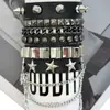 Pulseira Punk de Couro com Rebites para Motociclista Mais Vendida Transfronteiriça Corrente Personalizada Hip-Hop Pulseira de Pulso Acessórios