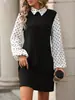 Vestido Largo de Manga Larga con Lunares y Bloques de Color Elegante Ceñido a la Cintura Adelgazante, Moda Femenina Transfronteriza Europea y Americana Otoño 2026