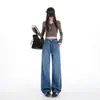 Bestseller Outono/Inverno 2026 & Super Emagrecedor Jeans Retro Azul Tecido Macio High Street Wide-Leg Comprimento Total para Mulheres por Yichun