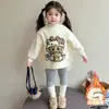 Conjunto de Forro Polar para Niñas 2025 Otoño e Invierno Nuevo Estilo Moda Infantil para Niños Ropa de Invierno Engrosada Conjunto de Dos Piezas Moderno