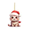 Decoración Navideña Nueva para Amazon Transfronterizo Serie Gatito Navideño Colgante para Árbol de Navidad Acrílico Colgante para Coche
