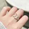 Libro Rojo Pequeño Explosiones Barbie Princesa Baile Mariposa Rosa Oro Esmalte Anillo Femenino Versalles Pera Perlada Hortensia Anillo de Dedo