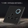 86 enchufe universal británico interruptor de reinicio de botón grande enchufe de cinco orificios negro esmerilado lujo ligero con indicador LED