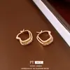 Brincos de argola quadrados geométricos multicamadas de zircônia de luxo leve, brincos versáteis da moda com temperamento de nicho de alta qualidade europeus e americanos