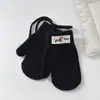 Manoplas de Color Sólido de Moda de Dibujos Animados para Niños y Niñas Estilo Coreano a Prueba de Frío, Cálidas y Antiperdidas Guantes de Lana Tejidos con Correa