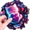 56 Novos Adesivos de Grafite de Gato Neon de Compra Direta Transfronteiriça, Adesivos Impermeáveis Legais e Personalizados para Diários Infantis e Garrafas de Água