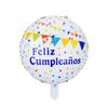 Balão de Alumínio Redondo de Feliz Aniversário Espanhol de 18 polegadas Balão de Decoração de Festa de Aniversário Espanhol