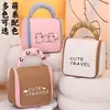 Bolsa de Maquillaje de Mano con Bloques de Color Estilo Femenino Gatito de Dibujos Animados Portátil Gran Capacidad Gancho Bolsa de Almacenamiento para Artículos de Tocador de Viaje