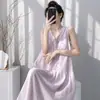 Bata con Almohadillas en el Pecho para Mujer, Nuevo Estilo Verano 2026, Vestido Largo sin Mangas tipo Chaleco, Se Puede Usar Afuera, Ropa de Casa Estampada con Borde Fruncido