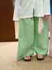 Verão 2026 Novo Estilo Coreano Calça Casual Solta Infantil para Meninos e Meninas, Calça de Perna Larga Listrada Leve Confortável Tendência