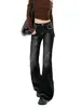 Jeans Retro Americano Negros de Tiro Bajo Microbocadillo para Mujer 2026 Nuevo Estilo Chica Popular Versátiles Adelgazantes Pantalones de Campana Largos hasta el Suelo
