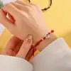 Pulseira de Amor em Ágata Vermelha e Obsidiana Tecida à Mão Corda de Mão Par de Produtos Acabados para Namoradas Estudantes
