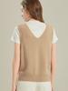 Chaleco de Lana con Cuello en V para Mujer, Suéter Pulóver sin Mangas Otoño e Invierno, Trendy y Sencillo Chaleco de Punto Ajustado para Superponer