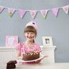 Decoração de Festa de Aniversário Infantil Tema Princesa Menina Rosa Bandeirola de Papel Triângulo Castelo Desenho Animado Elfo
