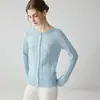 Cárdigan de cachemira para mujer con cuello redondo y mangas largas, con un diseño de botón de perla trenzado, nuevo estilo otoño e invierno, abrigo cómodo y suave