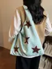 Bolso de hombro grande de estilo coreano minimalista con bordado de estrella para mujer, nuevo modelo 2026, bolso casual para estudiante universitario, para el día a día, bajo el brazo