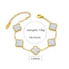 Trevo de quatro folhas Cross-border Cyber Red Plating 18k Dourado Dupla face OL Fritillaria Lucky Four-leaf Clover Pulseira Colar Brincos Anel