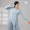 Roupa de prática de dança moderna, top irregular soltinho para mulheres, barra assimétrica, decote redondo, conjunto de dança