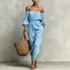 Mono Elegante de Moda Otoño-Invierno 2026 Europeo y Americano, de Hombros Descubiertos, Ceñido a la Cintura, con Mangas Abullonadas, de Venta Caliente para Viajes