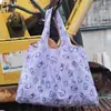 En stock Bolsa de Compras Plegable Verde de Gran Capacidad Bolso de Mano Portátil Ligero Bolsa de Compras de Dibujos Animados Tela Oxford 210D