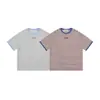 Cuello de Color Contrastante, Rayas Finas, Estampado de Letras, Camiseta de Manga Corta para Hombre, Nuevo Estilo Primavera y Verano, Juvenil y Energético, Top Holgado Casual para Mujer