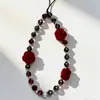 Cadena Minimalista para Teléfono con Perlas y Lazo, Correa de Muñeca, Cadena de Mano, Portacámaras y Llavero para Mujer