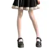 Medias de Rejilla Lolita Blancas y Negras con Diseño de Flor de Rosa, Leggings Adelgazantes para Piernas Hermosas, Pantalones de Malla con Pie para Primavera y Otoño