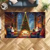 Felpudo de Entrada Navideño Árbol de Navidad Antideslizante Baño Inodoro Resistente a Manchas Felpudo Decorativo Fábrica