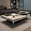 Mesa de café minimalista de piedra estilo italiano, Muebles modernos de lujo ligero para sala de estar, Sofá Lawrence de combinación cuadrada para apartamentos pequeños de alta gama