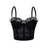 Camisola Tridimensional con Decoración de Mariposa y Malla, Corsé Sexy con Ballenas, Top Moldeador Ajustado Semitransparente con Ballenas