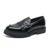 Zapatos Casuales de Cuero de Talla Grande 46 con Suela Gruesa para Aumentar Altura para Hombres, Estilo Coreano Loafers Británicos Slip-On, Transpirables y Antideslizantes
